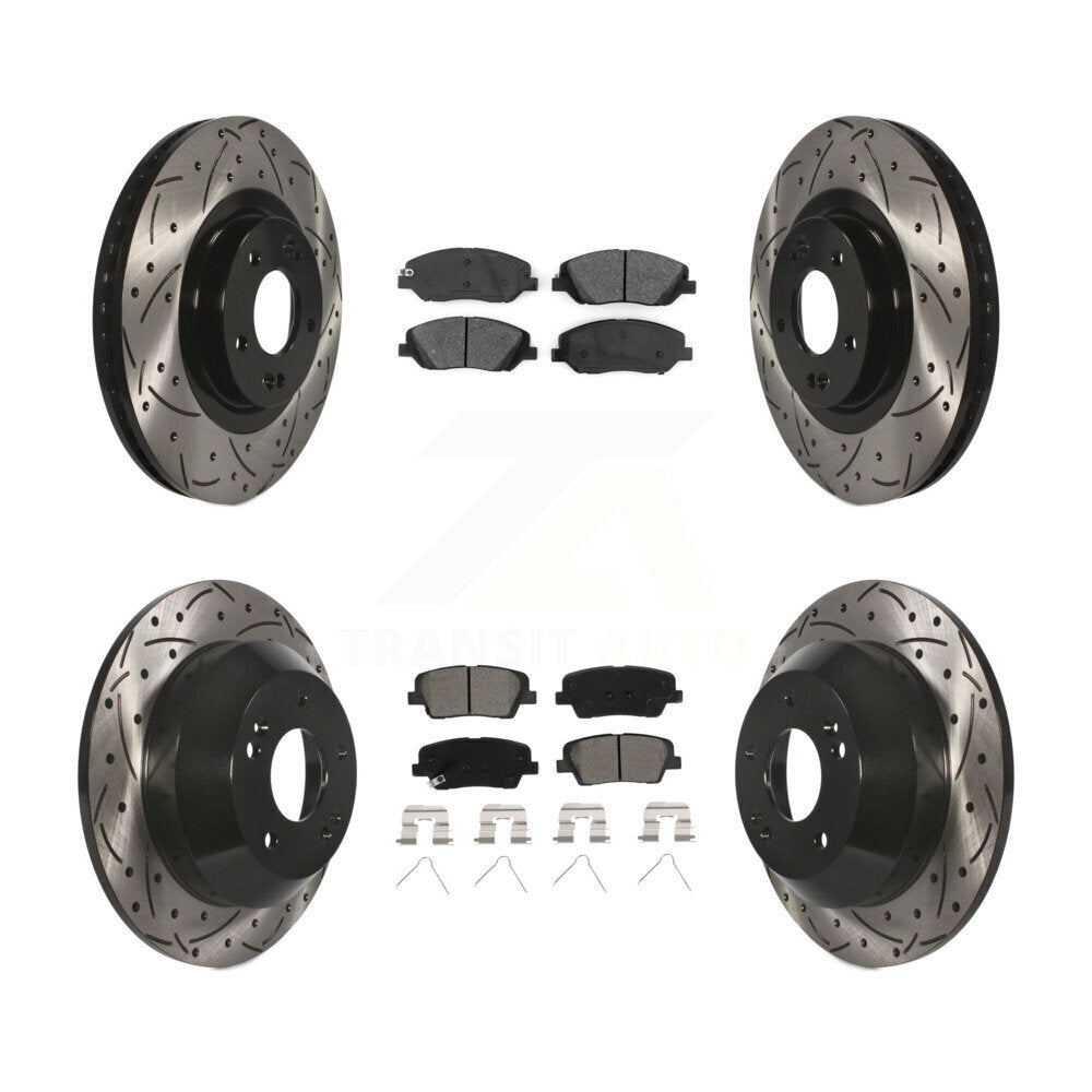 [Avant + Arrière] Kit de disque (percé rainuré revêtu) et plaquette (semi-métallique) de frein pour Hyundai Santa Fe XL KDS-100537