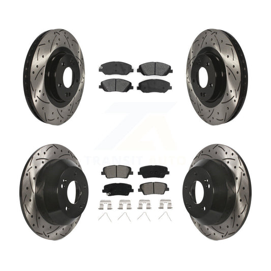 [Avant + Arrière] Kit de disque (percé rainuré revêtu) et plaquette (semi-métallique) de frein pour Hyundai Santa Fe XL KDS-100537
