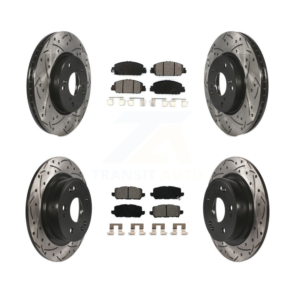 [Avant + Arrière] Kit de disque (percé rainuré revêtu) et plaquette (semi-métallique) de frein pour 2016-2022 Honda HR-V KDS-100539