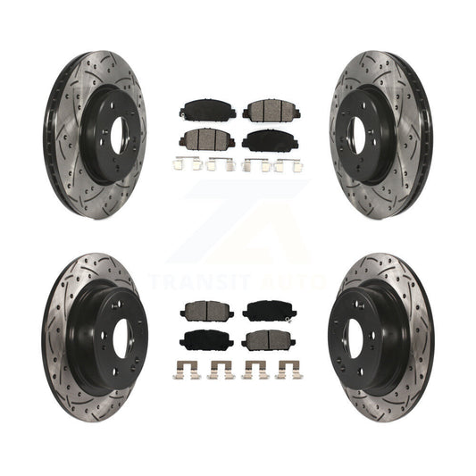 [Avant + Arrière] Kit de disque (percé rainuré revêtu) et plaquette (semi-métallique) de frein pour 2016-2022 Honda HR-V KDS-100539