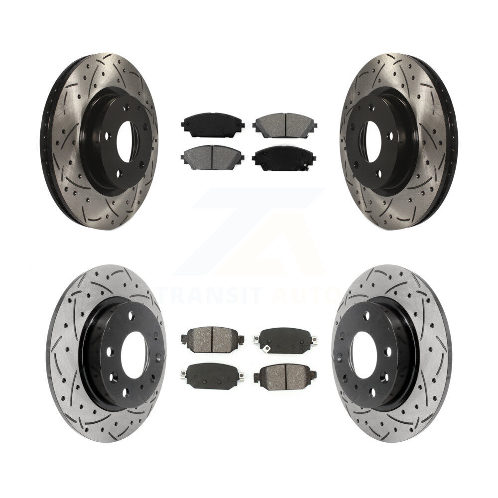 [Avant + Arrière] Kit de disque (percé rainuré revêtu) et plaquette (semi-métallique) de frein pour 2019-2021 Mazda CX-3 AWD KDS-100540