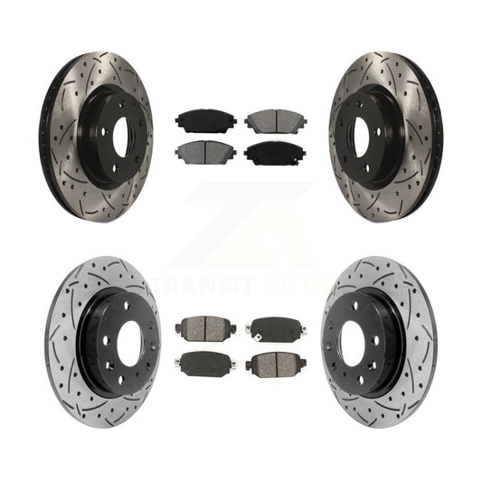 [Avant + Arrière] Kit de disque (percé rainuré revêtu) et plaquette (semi-métallique) de frein pour 2019-2021 Mazda CX-3 AWD KDS-100540