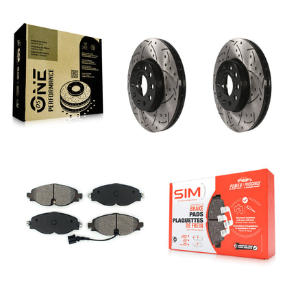 [Avant] Kit de disque (percé rainuré revêtu) et plaquette (semi-métallique) de frein pour Volkswagen Jetta Audi Golf A3 SportWagen Quattro e-Golf Taos KDS-100549