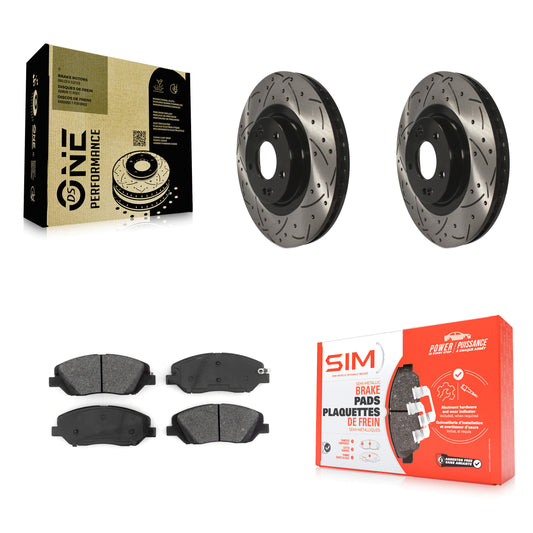 [Avant] Kit de disque (percé rainuré revêtu) et plaquette (semi-métallique) de frein pour Hyundai Santa Fe XL KDS-100550