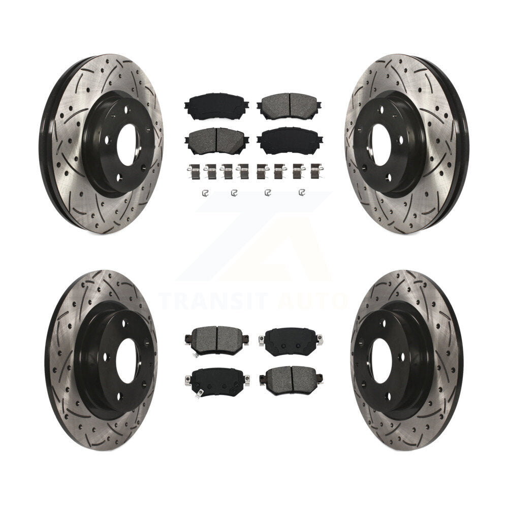 [Avant + Arrière] Kit de disque (percé rainuré revêtu) et plaquette (semi-métallique) de frein pour 2016-2018 Mazda 6 KDS-100552