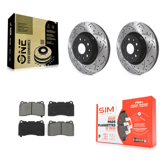 [Avant] Kit de disque (percé rainuré revêtu) et plaquette (semi-métallique) de frein pour Cadillac CTS CT6 Chevrolet Camaro KDS-100558