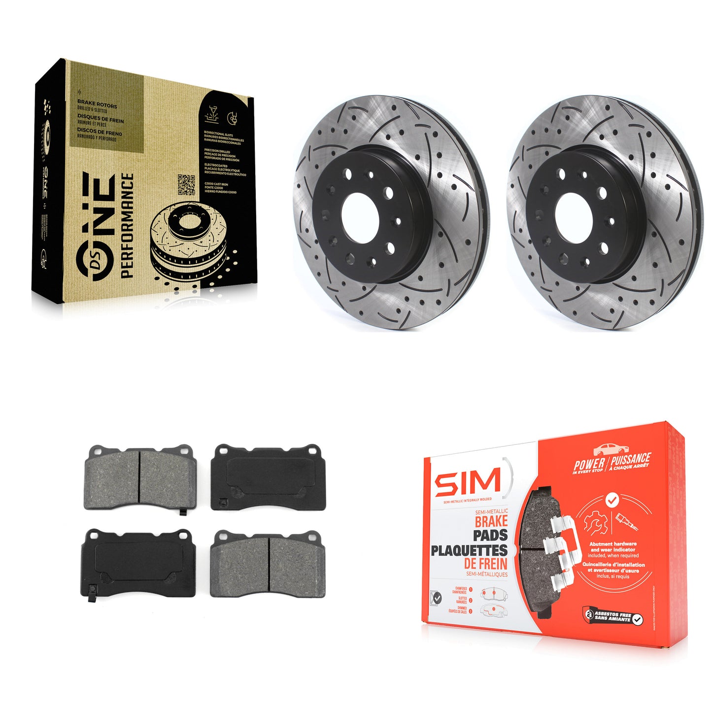 [Avant] Kit de disque (percé rainuré revêtu) et plaquette (semi-métallique) de frein pour Chevrolet Camaro Cadillac CTS CT6 KDS-100559