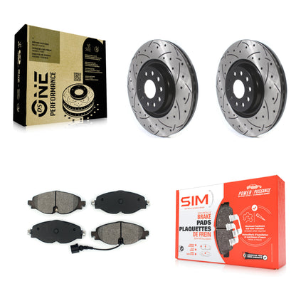 [Avant] Kit de disque (percé rainuré revêtu) et plaquette (semi-métallique) de frein pour Volkswagen Golf Audi A3 Jetta Quattro KDS-100565