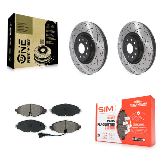 [Avant] Kit de disque (percé rainuré revêtu) et plaquette (semi-métallique) de frein pour Volkswagen Golf Audi A3 Jetta Quattro KDS-100565