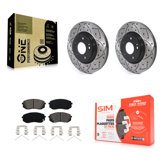 [Avant] Kit de disque (percé rainuré revêtu) et plaquette (semi-métallique) de frein pour Hyundai Sonata Kia Optima Niro EV Kona Electric KDS-100567