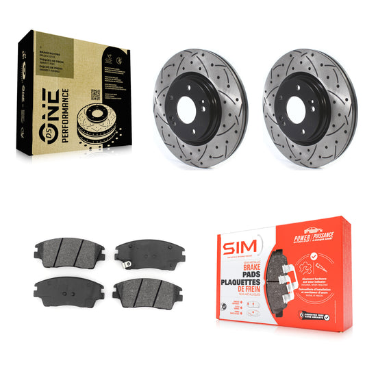[Avant] Kit de disque (percé rainuré revêtu) et plaquette (semi-métallique) de frein pour Hyundai Elantra Tucson Kia Sportage KDS-100568