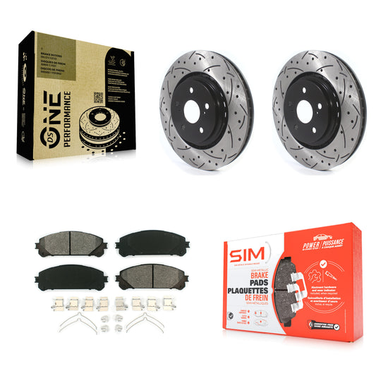 [Avant] Kit de disque (percé rainuré revêtu) et plaquette (semi-métallique) de frein pour Lexus RX350 RX450h Toyota RX350L Camry RX450hL Avalon Crown NX250 NX350 NX350h KDS-100570