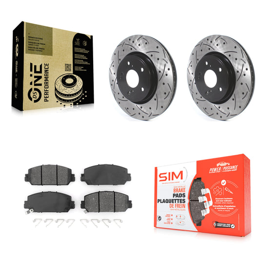 [Avant] Kit de disque (percé rainuré revêtu) et plaquette (semi-métallique) de frein pour Honda CR-V KDS-100571