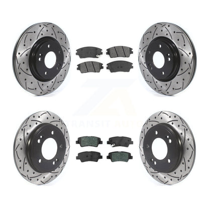 [Avant + Arrière] Kit de disque (percé rainuré revêtu) et plaquette (semi-métallique) de frein pour 2017-2020 Hyundai Elantra 1.6L KDS-100581