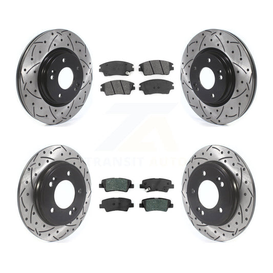 [Avant + Arrière] Kit de disque (percé rainuré revêtu) et plaquette (semi-métallique) de frein pour 2017-2020 Hyundai Elantra 1.6L KDS-100581