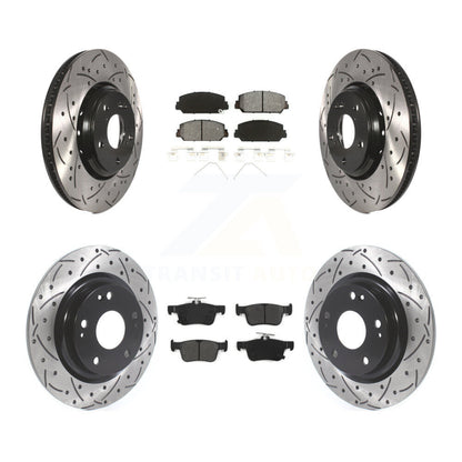 [Avant + Arrière] Kit de disque (percé rainuré revêtu) et plaquette (semi-métallique) de frein pour Honda Civic KDS-100583