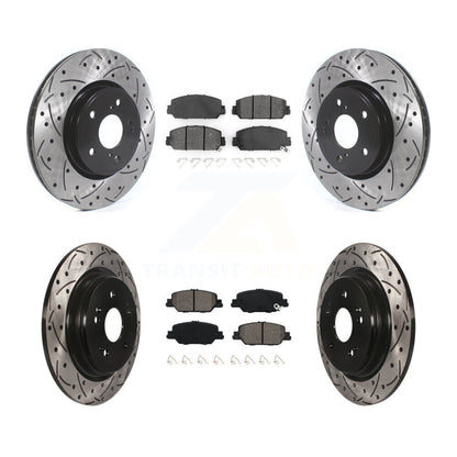 [Avant + Arrière] Kit de disque (percé rainuré revêtu) et plaquette (semi-métallique) de frein pour Honda CR-V KDS-100585