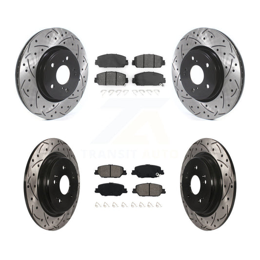 [Avant + Arrière] Kit de disque (percé rainuré revêtu) et plaquette (semi-métallique) de frein pour Honda CR-V KDS-100585