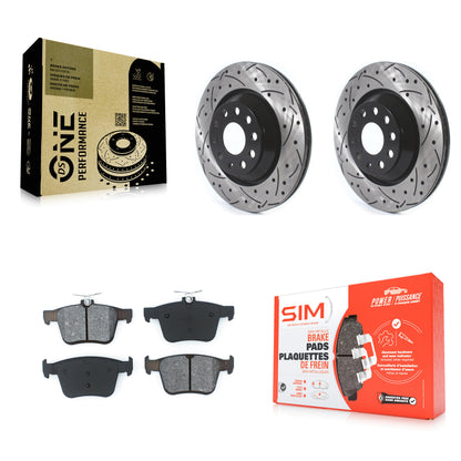 [Arrière] Kit de disque (percé rainuré revêtu) et plaquette (semi-métallique) de frein pour Volkswagen Atlas Audi Golf R S3 Q3 A3 Arteon TTS Quattro Cross Sport KDS-100590