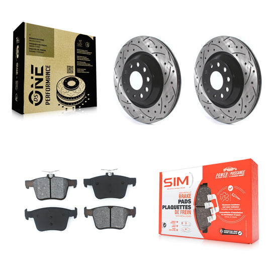 [Arrière] Kit de disque (percé rainuré revêtu) et plaquette (semi-métallique) de frein pour Volkswagen Atlas Audi Golf R S3 Q3 A3 Arteon TTS Quattro Cross Sport KDS-100590
