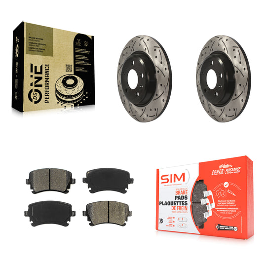 [Arrière] Kit de disque (percé rainuré revêtu) et plaquette (semi-métallique) de frein pour Audi Q5 A4 allroad KDS-100591