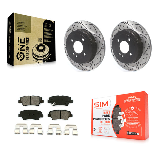 [Arrière] Kit de disque (percé rainuré revêtu) et plaquette (semi-métallique) de frein pour 2011 Hyundai Accent KDS-100592