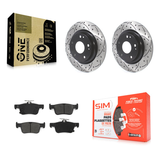 [Arrière] Kit de disque (percé rainuré revêtu) et plaquette (semi-métallique) de frein pour Honda Civic KDS-100598