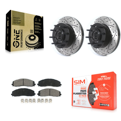 [Avant] Kit de disque (percé rainuré revêtu) et plaquette (semi-métallique) de frein pour Ford F-250 Super Duty F-350 KDS-100599