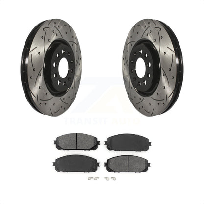 [Avant] Kit de disque (percé rainuré revêtu) et plaquette (semi-métallique) de frein pour 2014-2021 Jeep Cherokee avec Dual Piston Caliper KDS-100600 par Transit Auto