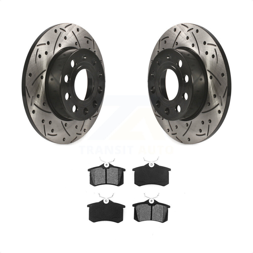 [Arrière] Kit de disque (percé rainuré revêtu) et plaquette (semi-métallique) de frein pour 2011 Volkswagen Golf avec 256mm Diameter Rotor KDS-100601 par Transit Auto