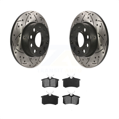 [Arrière] Kit de disque (percé rainuré revêtu) et plaquette (semi-métallique) de frein pour 2011 Volkswagen Golf avec 256mm Diameter Rotor KDS-100601 par Transit Auto