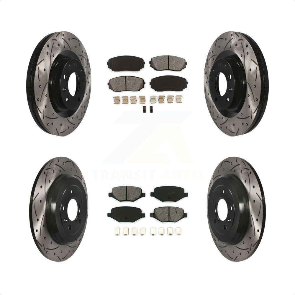 [Avant + Arrière] Kit de disque (percé rainuré revêtu) et plaquette (semi-métallique) de frein pour Ford Edge Lincoln MKX KDS-100605 par Transit Auto