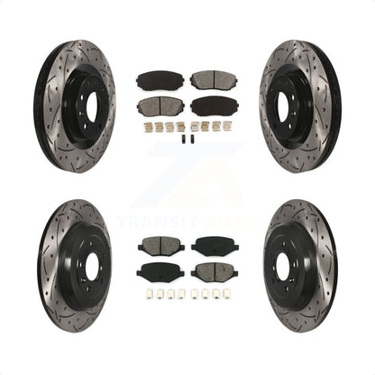 [Avant + Arrière] Kit de disque (percé rainuré revêtu) et plaquette (semi-métallique) de frein pour Ford Edge Lincoln MKX KDS-100605 par Transit Auto
