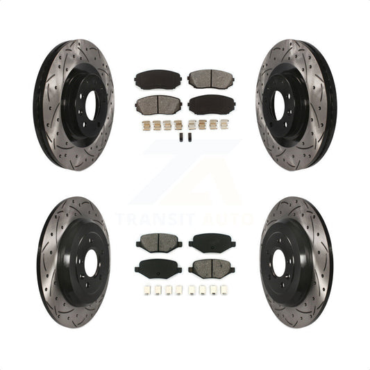 [Avant + Arrière] Kit de disque (percé rainuré revêtu) et plaquette (semi-métallique) de frein pour Ford Edge Lincoln MKX KDS-100605 par Transit Auto