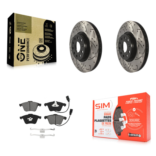 [Avant] Kit de disque (percé rainuré revêtu) et plaquette (semi-métallique) de frein pour Volkswagen CC Passat KDS-100609