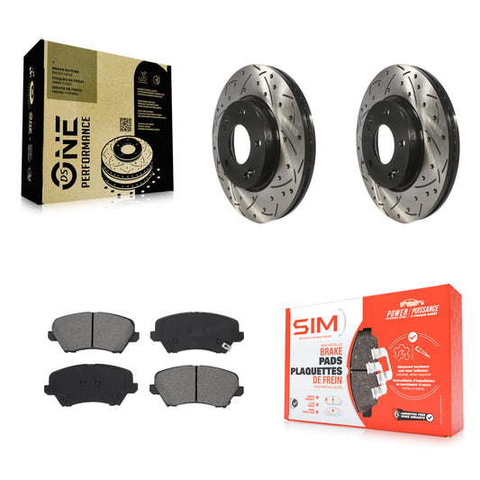 [Avant] Kit de disque (percé rainuré revêtu) et plaquette (semi-métallique) de frein pour Kia Forte Hyundai Veloster Elantra GT Forte5 Koup KDS-100613