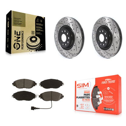 [Avant] Kit de disque (percé rainuré revêtu) et plaquette (semi-métallique) de frein pour Volkswagen Tiguan Jetta GTI Audi Golf R S3 Q3 Arteon KDS-100618