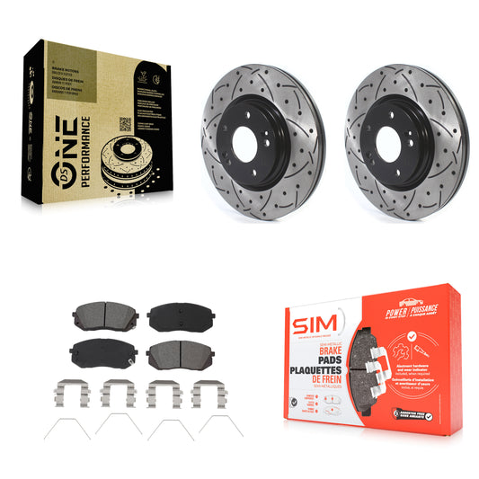 [Avant] Kit de disque (percé rainuré revêtu) et plaquette (semi-métallique) de frein pour Kia Soul Hyundai Kona Elantra GT Veloster Forte Seltos KDS-100619