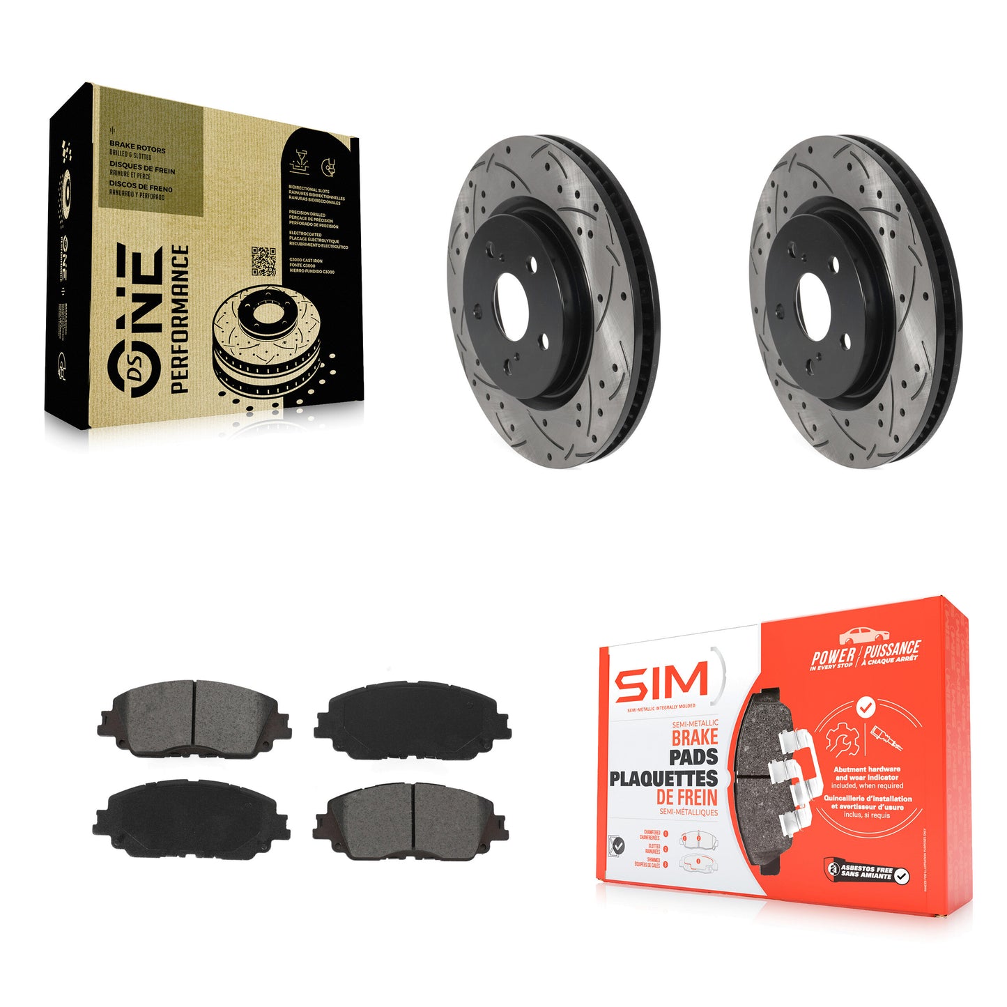[Avant] Kit de disque (percé rainuré revêtu) et plaquette (semi-métallique) de frein pour Toyota Camry RAV4 Lexus ES350 Avalon ES300h UX250h UX200 C-HR Venza ES250 Corolla Cross KDS-100622