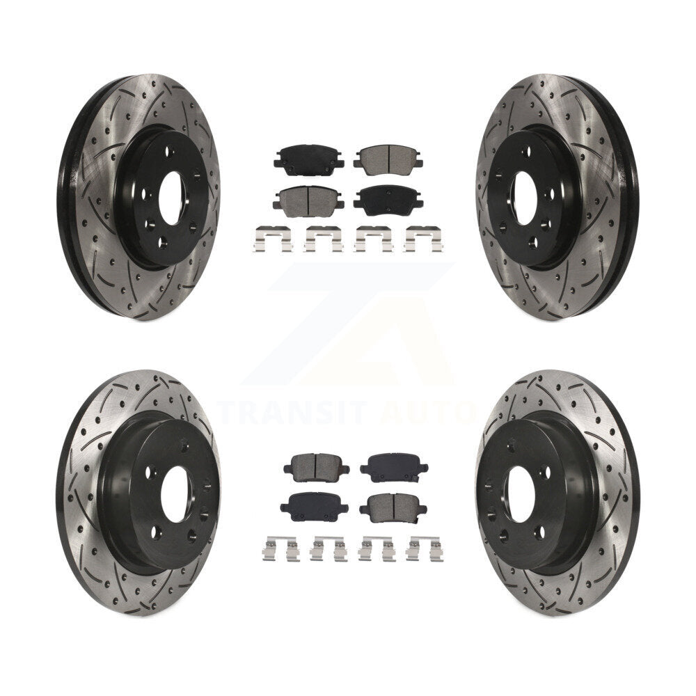 [Avant + Arrière] Kit de disque (percé rainuré revêtu) et plaquette (semi-métallique) de frein pour 2016 Chevrolet Cruze avec 268mm Diameter Rotor KDS-100623