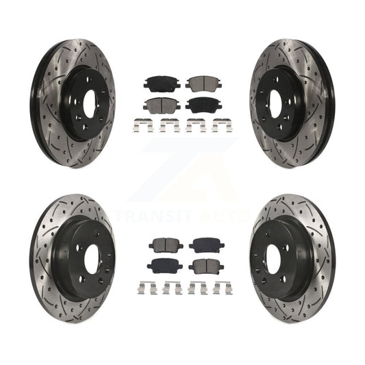 [Avant + Arrière] Kit de disque (percé rainuré revêtu) et plaquette (semi-métallique) de frein pour 2016 Chevrolet Cruze avec 268mm Diameter Rotor KDS-100623