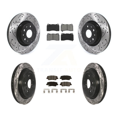 [Avant + Arrière] Kit de disque (percé rainuré revêtu) et plaquette (semi-métallique) de frein pour Cadillac CTS avec 18" Factory Wheels KDS-100624
