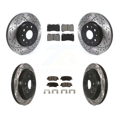 [Avant + Arrière] Kit de disque (percé rainuré revêtu) et plaquette (semi-métallique) de frein pour Cadillac CTS KDS-100625