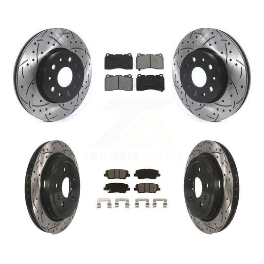 [Avant + Arrière] Kit de disque (percé rainuré revêtu) et plaquette (semi-métallique) de frein pour Cadillac CTS KDS-100625
