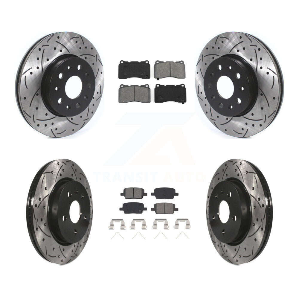 [Avant + Arrière] Kit de disque (percé rainuré revêtu) et plaquette (semi-métallique) de frein pour Chevrolet Camaro KDS-100626