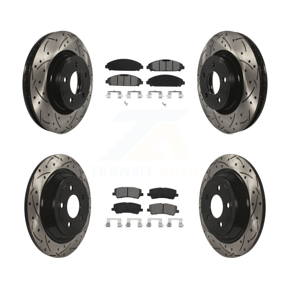 [Avant + Arrière] Kit de disque (percé rainuré revêtu) et plaquette (semi-métallique) de frein pour Ford Mustang KDS-100627