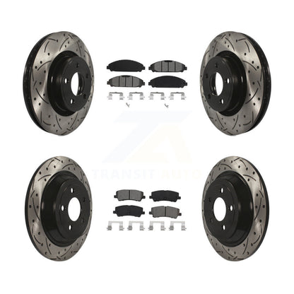 [Avant + Arrière] Kit de disque (percé rainuré revêtu) et plaquette (semi-métallique) de frein pour Ford Mustang KDS-100627