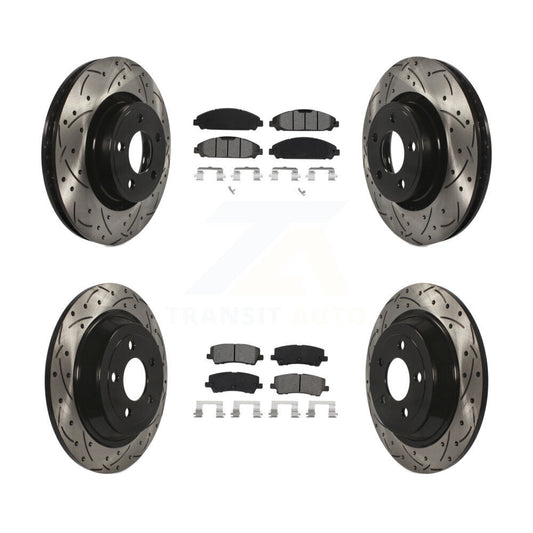 [Avant + Arrière] Kit de disque (percé rainuré revêtu) et plaquette (semi-métallique) de frein pour Ford Mustang KDS-100627