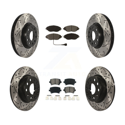 [Avant + Arrière] Kit de disque (percé rainuré revêtu) et plaquette (semi-métallique) de frein pour 2015 Volkswagen GTI avec Performance Package KDS-100628