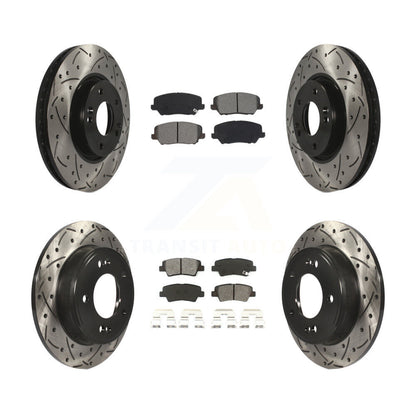 [Avant + Arrière] Kit de disque (percé rainuré revêtu) et plaquette (semi-métallique) de frein pour Kia Forte Forte5 SX KDS-100629